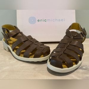 Eric Michael Mykonos Sandal in Stone with Cream Lug Sole. Size 39EU. New…
